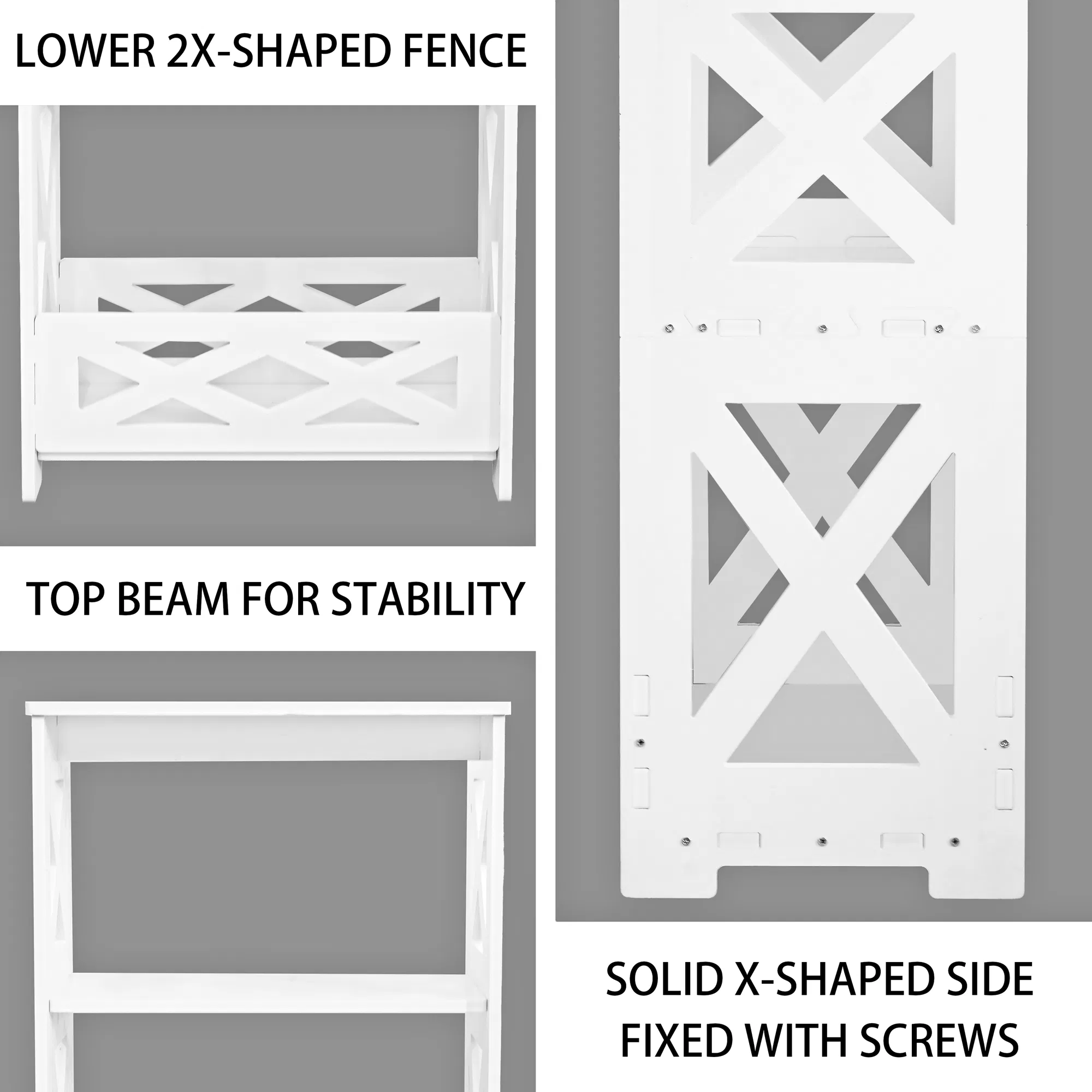 White PVC Small Side Table Book Shelf Stand for Bedroom Living Room Office