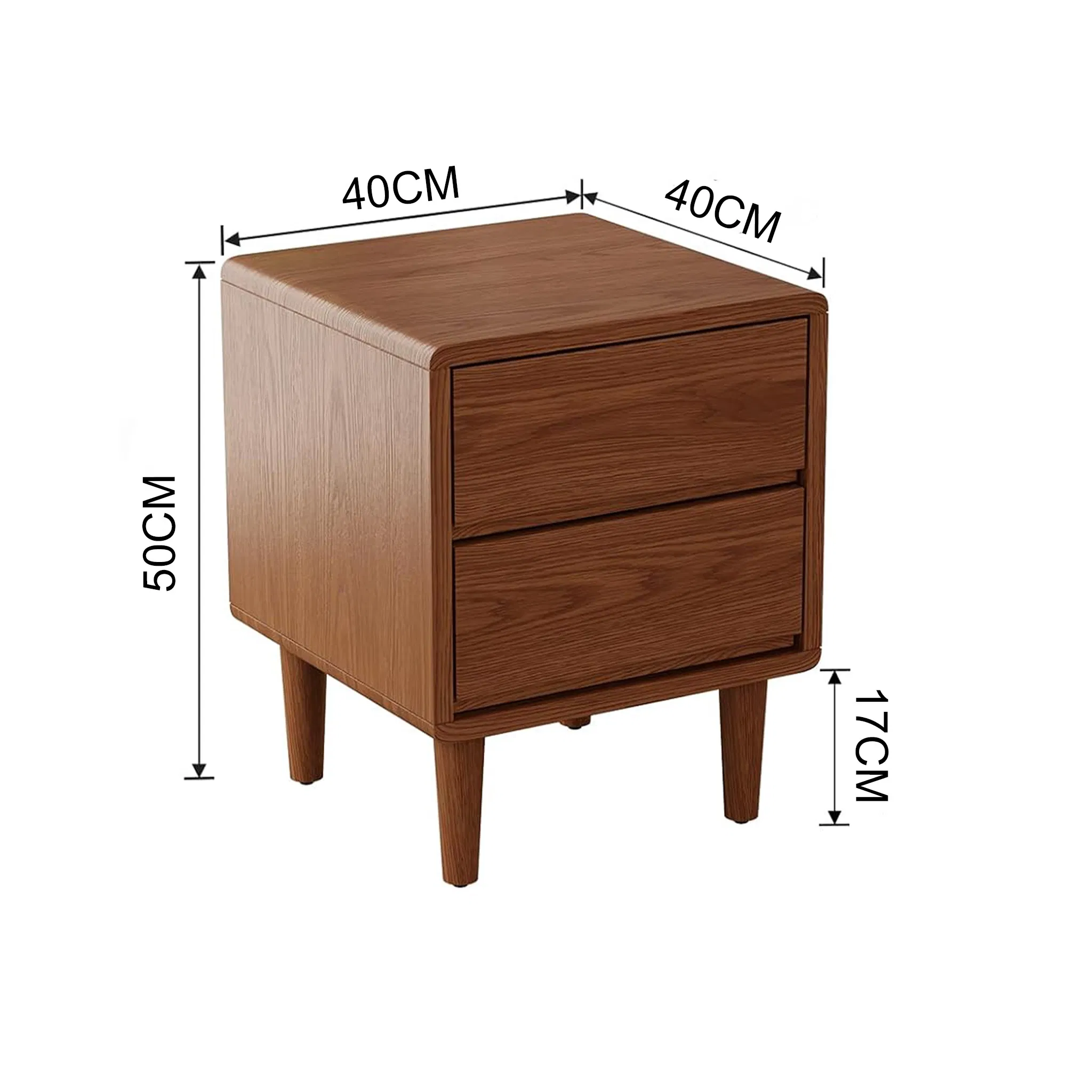 Medieval-Style Modern Walnut Bedside Table with Storage Shelves