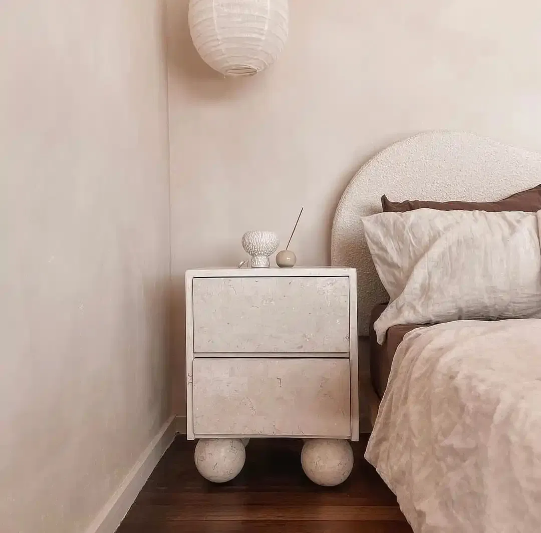 Customized Modern Natural Marble Nightstand Luxury White Limestone Stone Furniture Italian Travertine Square Bedroom Bedside Table