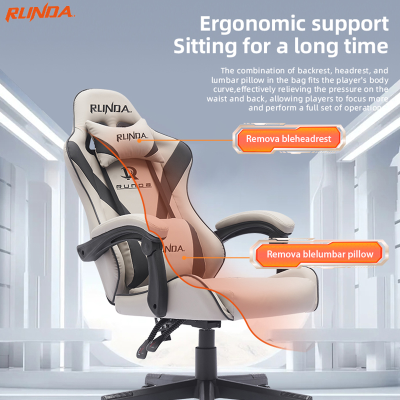 Ergonomically Designed Modern PU Leather Adjustable Height Folding Office Home Computer Game Chair Swivel Revolving Nylon Base