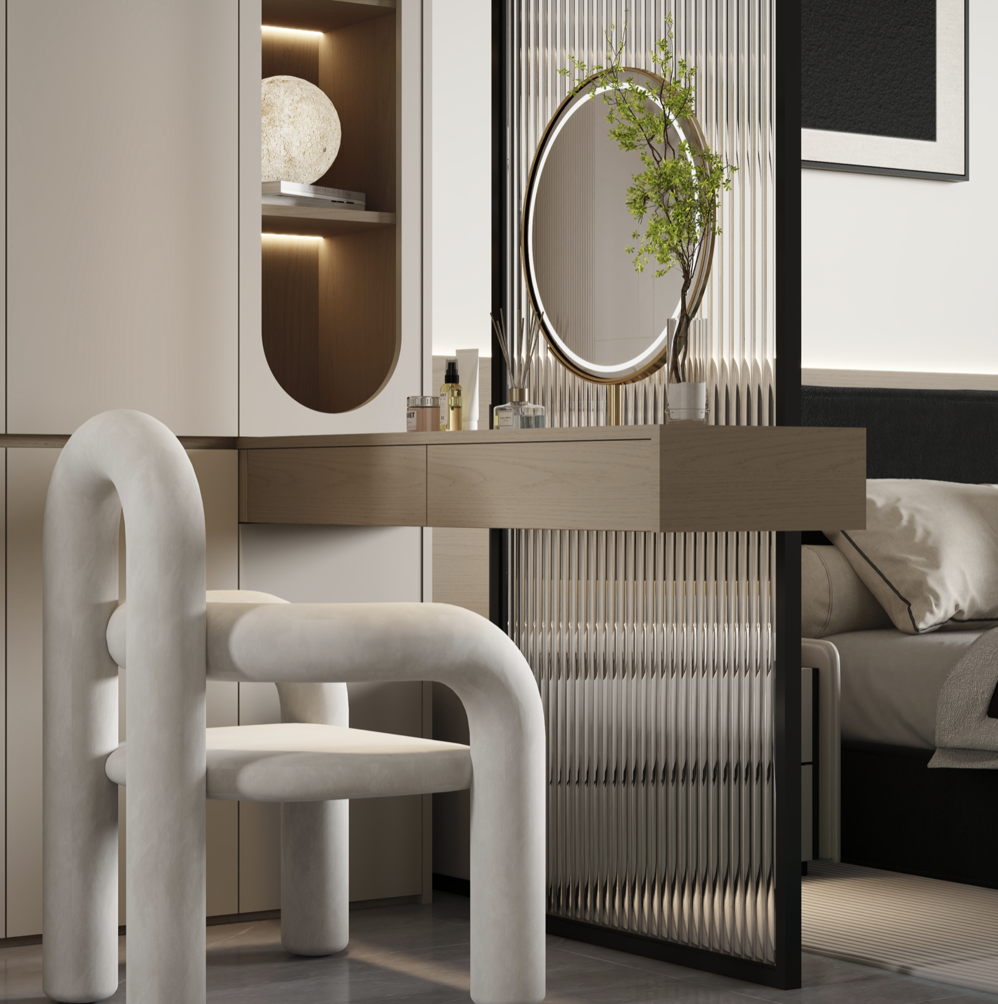 New Model Custom-made Minimalist Wooden Panel Dressing Table Modular Bedside Table for Hotel &amp; Bedroom Use