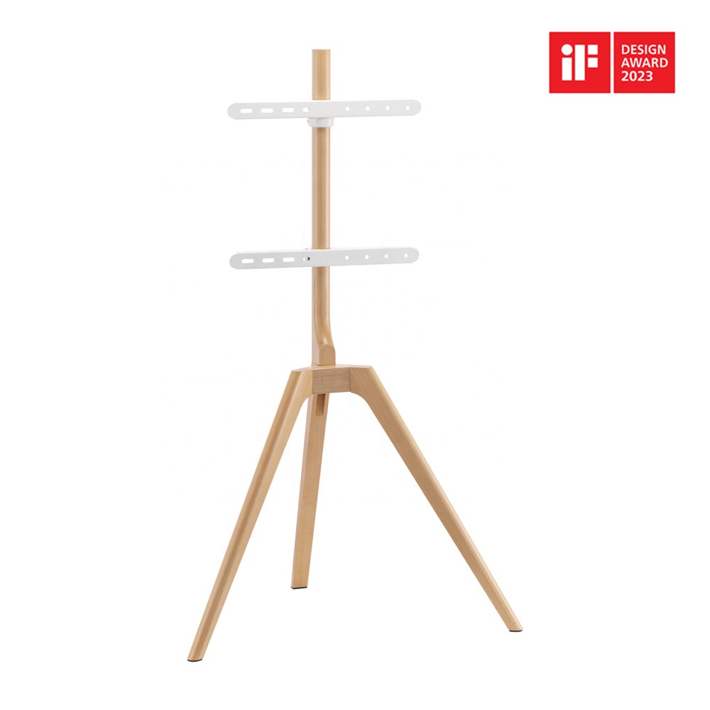 OEM ODM 45 To 65 Inch Flat Screens Height Adjustable Mobile Studio 3 Legs Wood Easel Tripod LED LCD TV Floor Stand With Mount