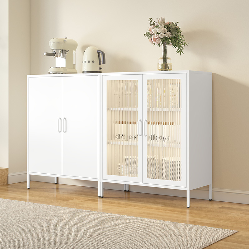 Modern Multi-Level Freestanding Sideboard Cabinet for Living Room Kitchen Utensil Storage Home Furniture Steel Corner Metal