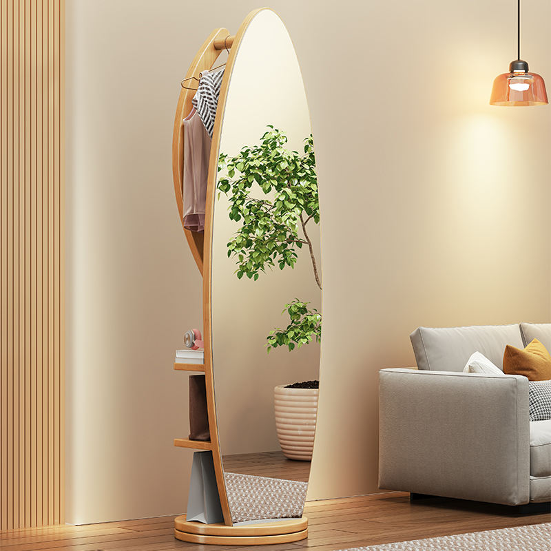 Solid Wood Coat Rack with Mirror, Modern Freestanding Design, Suitable for Living Rooms, Apartments, Bedrooms, and Hotels