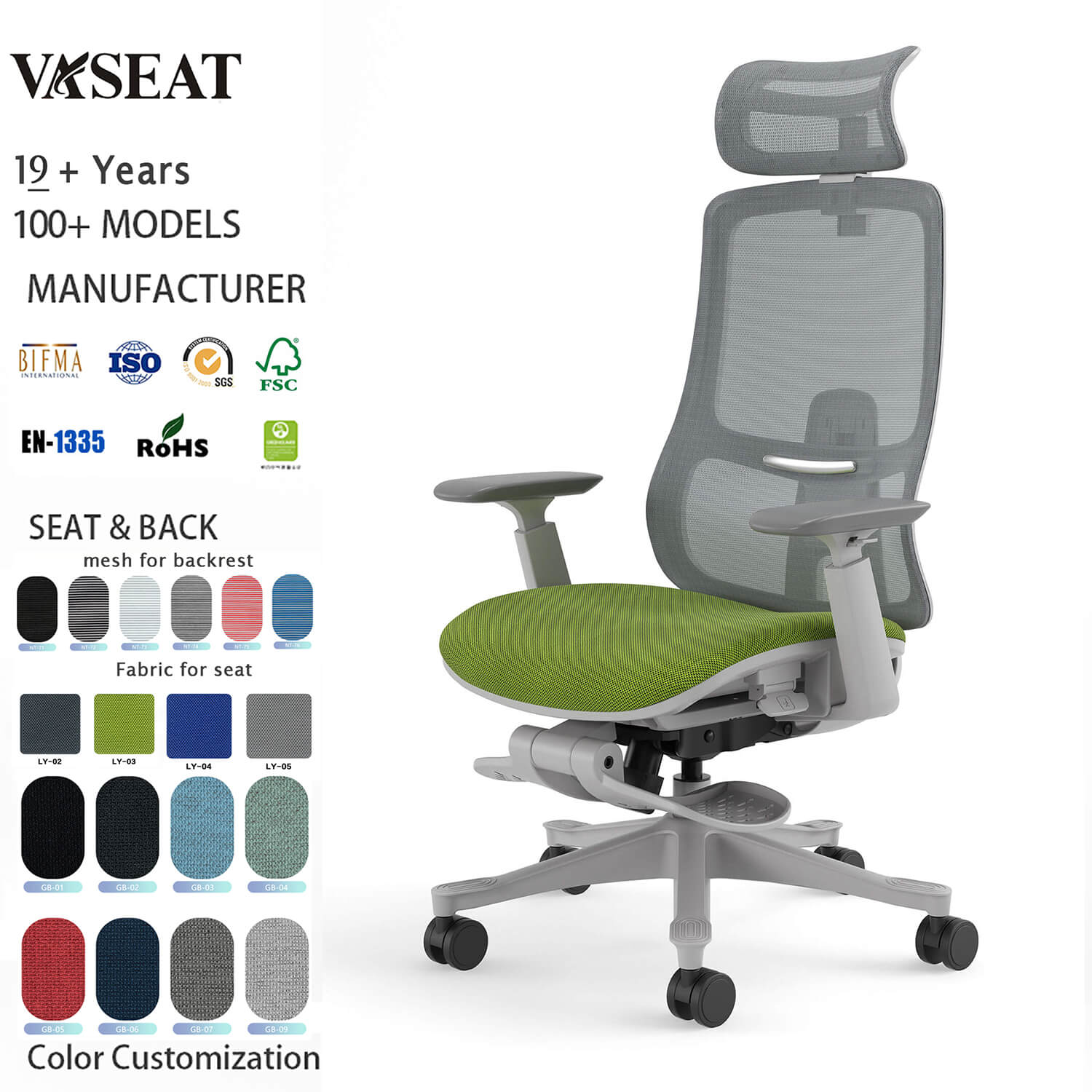 Modern Ergonomic Lift Mesh Office Chair Home Office Use Adjustable Headrest Swivel Feature Boss Executive Chair Metal Material