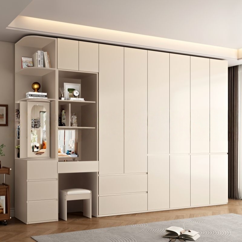 RTA Floor-to-Ceiling Modern Wardrobe With Vanity Save USD 900 Labor Cost No Carpenter Needed German Homag Edge