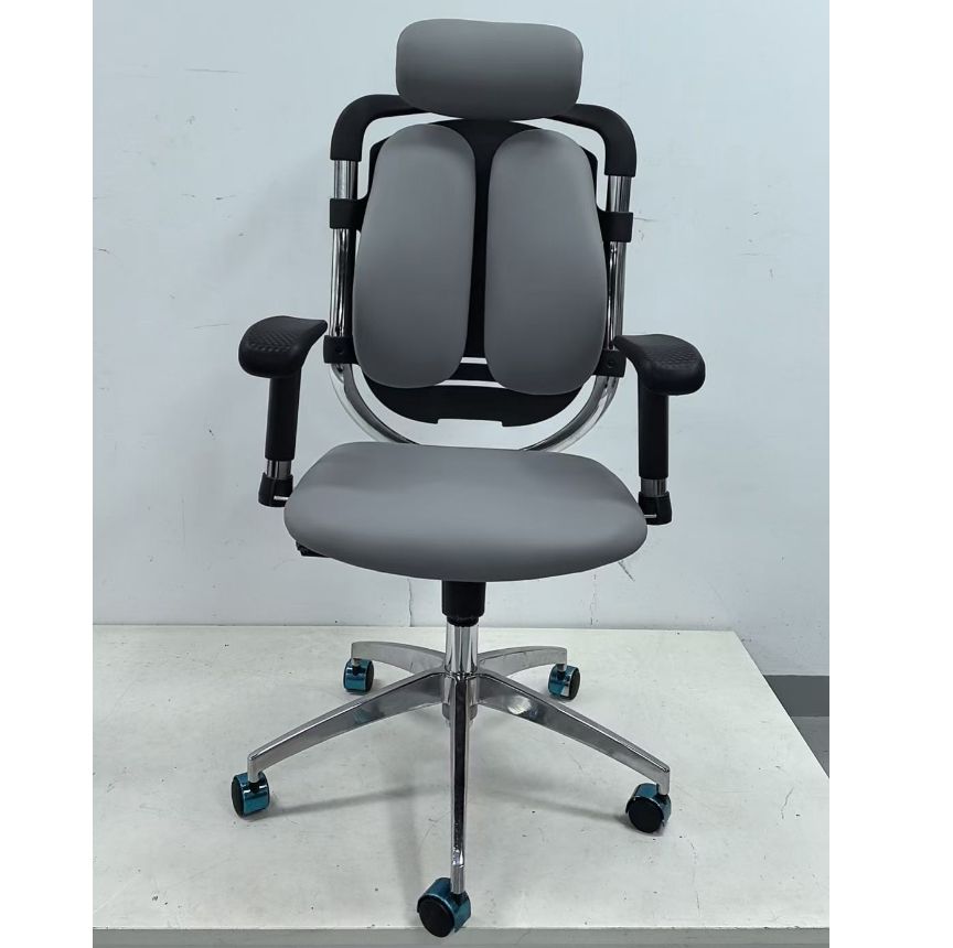 Ergonomic Metal Office Chair with Leather Lumbar Support Foshan Leather Ergonomic Chair with Pillow and Lumber for Desk Use