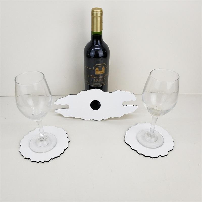 RubySub Wood Wine Rack Sublimation MDF Wine Holder Blank Glass Holder With Cup Mat