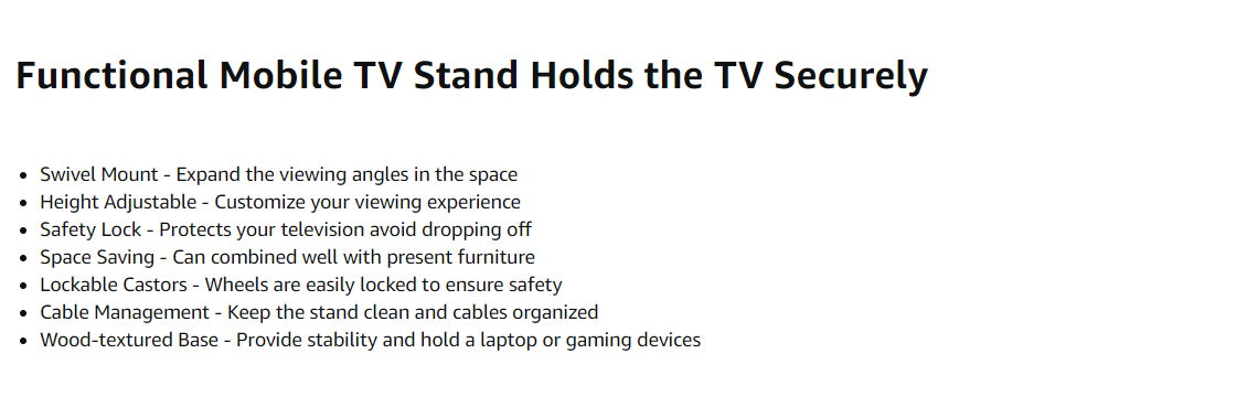Tabletop TV Stand Details
