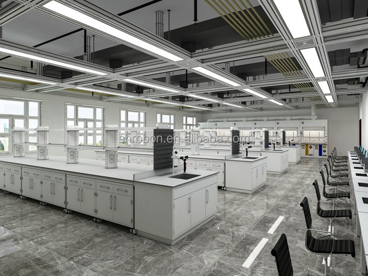Good Quality Commercial Metal Shelving Storage Acid-alkali Resistant Work Bench School Science Lab Bench