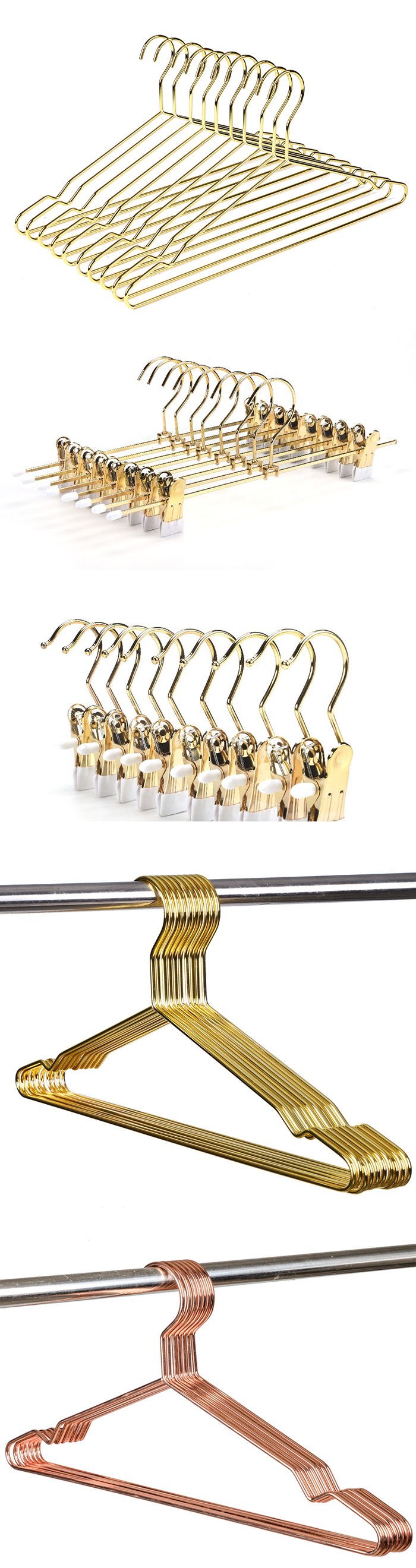 Gold Antique Brass Metal Clothing Garment Coat Pant Gold Metal Coat Hangers for Clothes