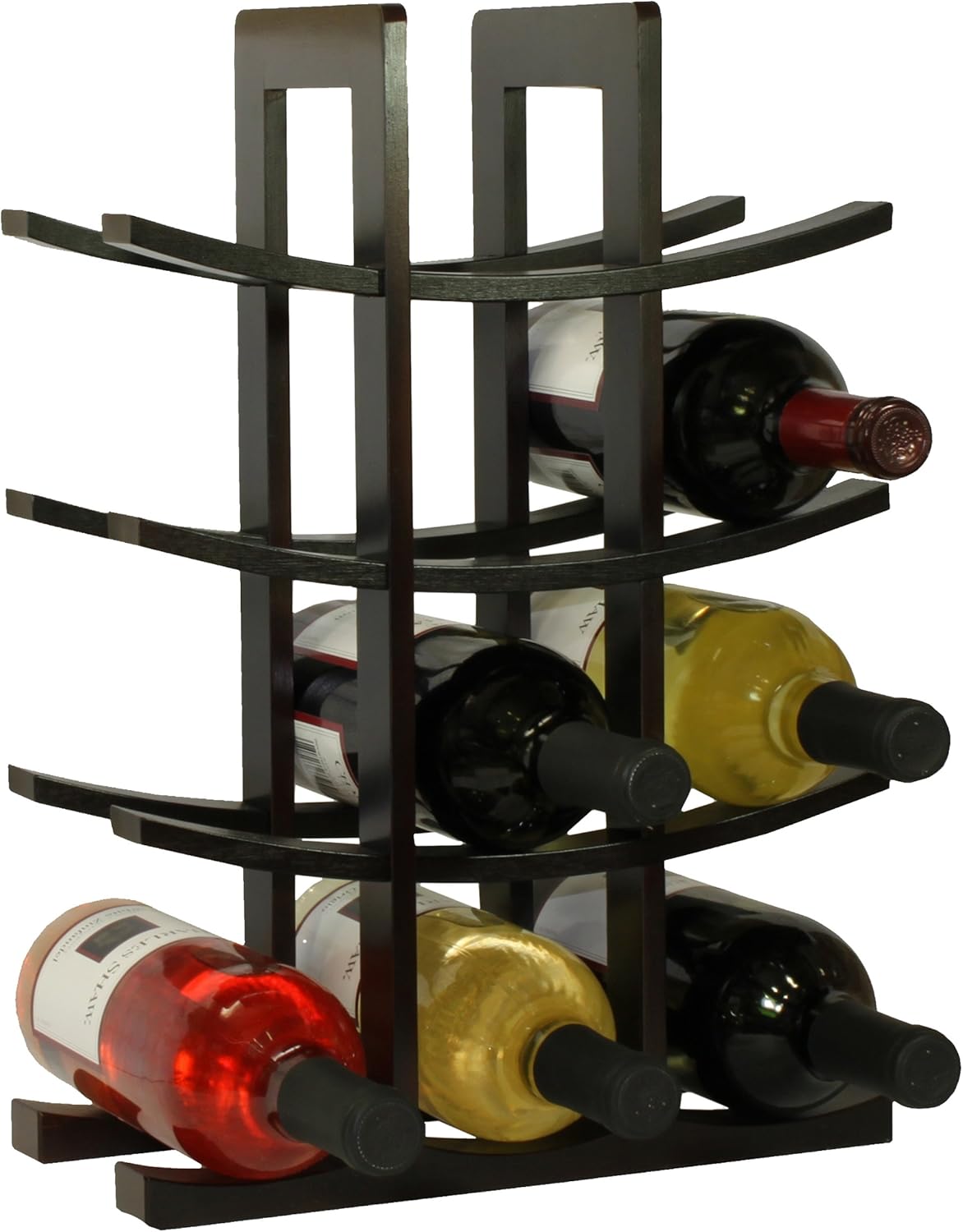 4-Tier 12-Bottle Solid Wood Bamboo Wine Rack Home Furniture Freestanding Storage Shelf Wine Bottle Holder for Kitchen