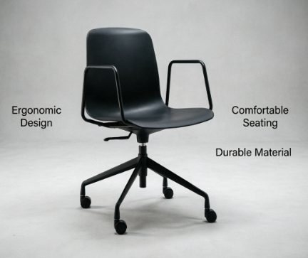 Swivel Desk Chair with Nylon Base &amp; Casters, Fabric or PP Seating for Office &amp; Meeting Room