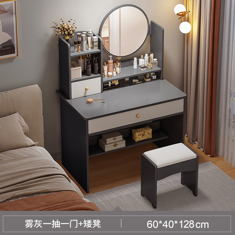 Mdf Drawer Makeup Vanity Wooden Vanity Modern White Dressing Table With Led Mirror