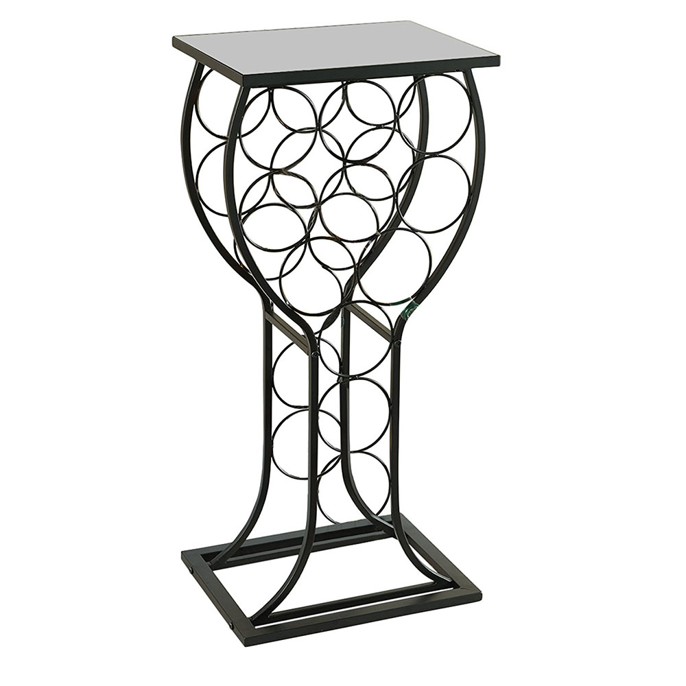European Style 5-Layer Heavy Duty Metal Iron Wine Rack with 11-Bottle Stand and Marble Table Top for Home Living Room