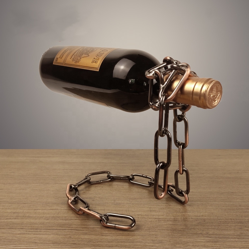 Lakuna Creative Decorations Magical Suspension Iron Chain Wine Rack Wine Bottle Metal Racks Stand Holder