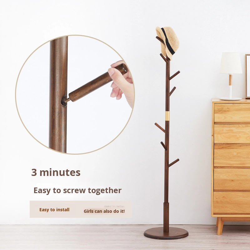 Sturdy Bamboo Clothing Rack Portable Standing Clothes Hanger Organizer Small Bamboo Coat Rack with Simple Vertical Design