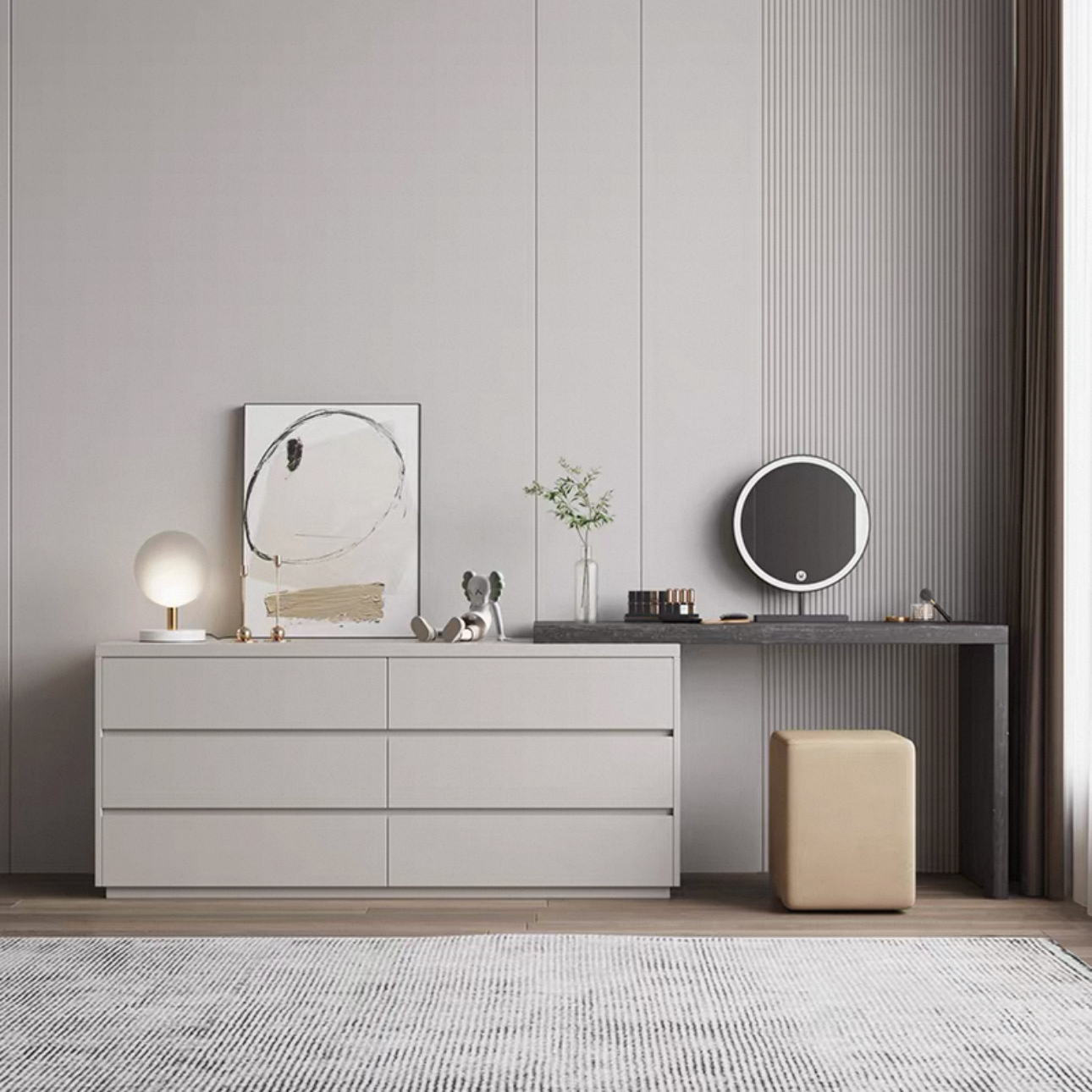 OSB Wood Dressing Table With Drawers Eco Friendly Formaldehyde Free Bedroom Makeup Vanity Cabinet Home Furniture