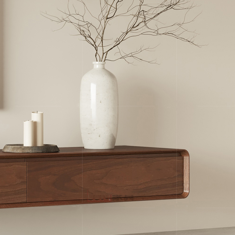 Walnut TV Cabinet Walnut Wood TV Cabinet Suspended Solid Wood TV Cabinet Coffee Table Combination Modern Minimalist Wall