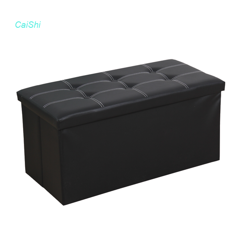 Best-selling Leather Living Room Furniture Storage Ottoman With Buckle Sofa Stool Bench
