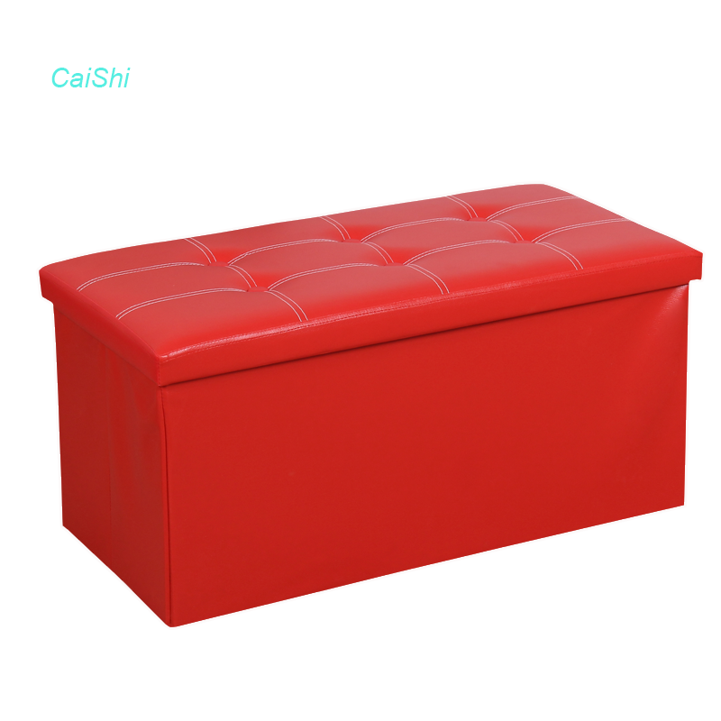 Best-selling Leather Living Room Furniture Storage Ottoman With Buckle Sofa Stool Bench