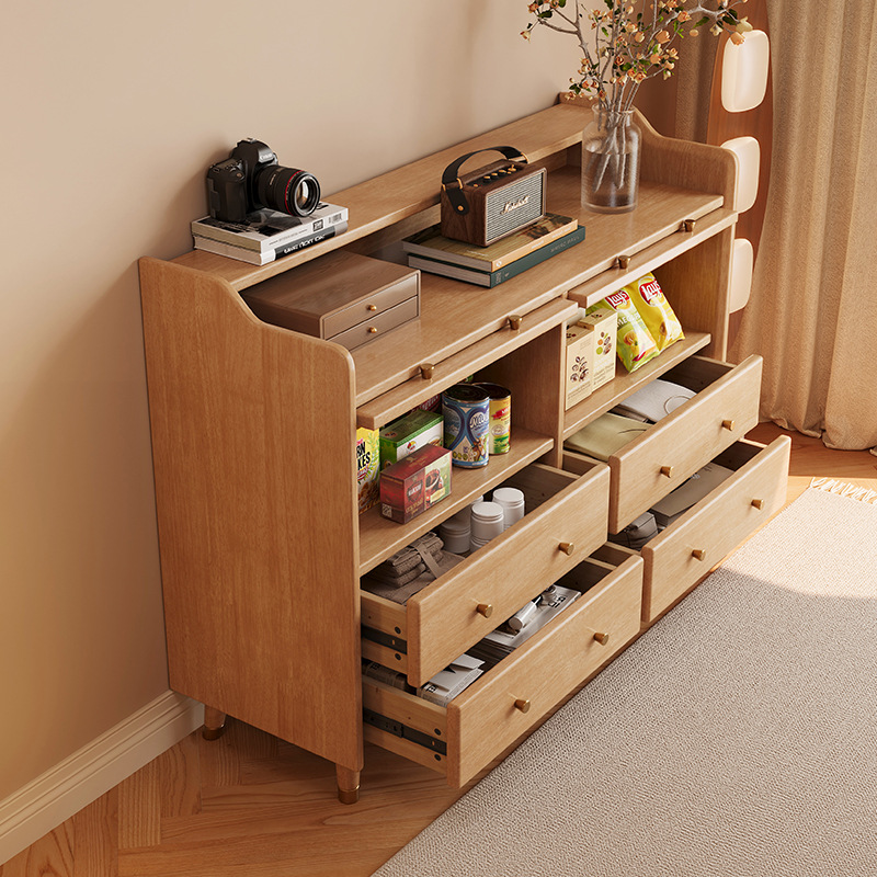 Solid Wood Sideboard Storage Cabinet With Drawers And Shelves For Living Room Bedroom Kitchen Use