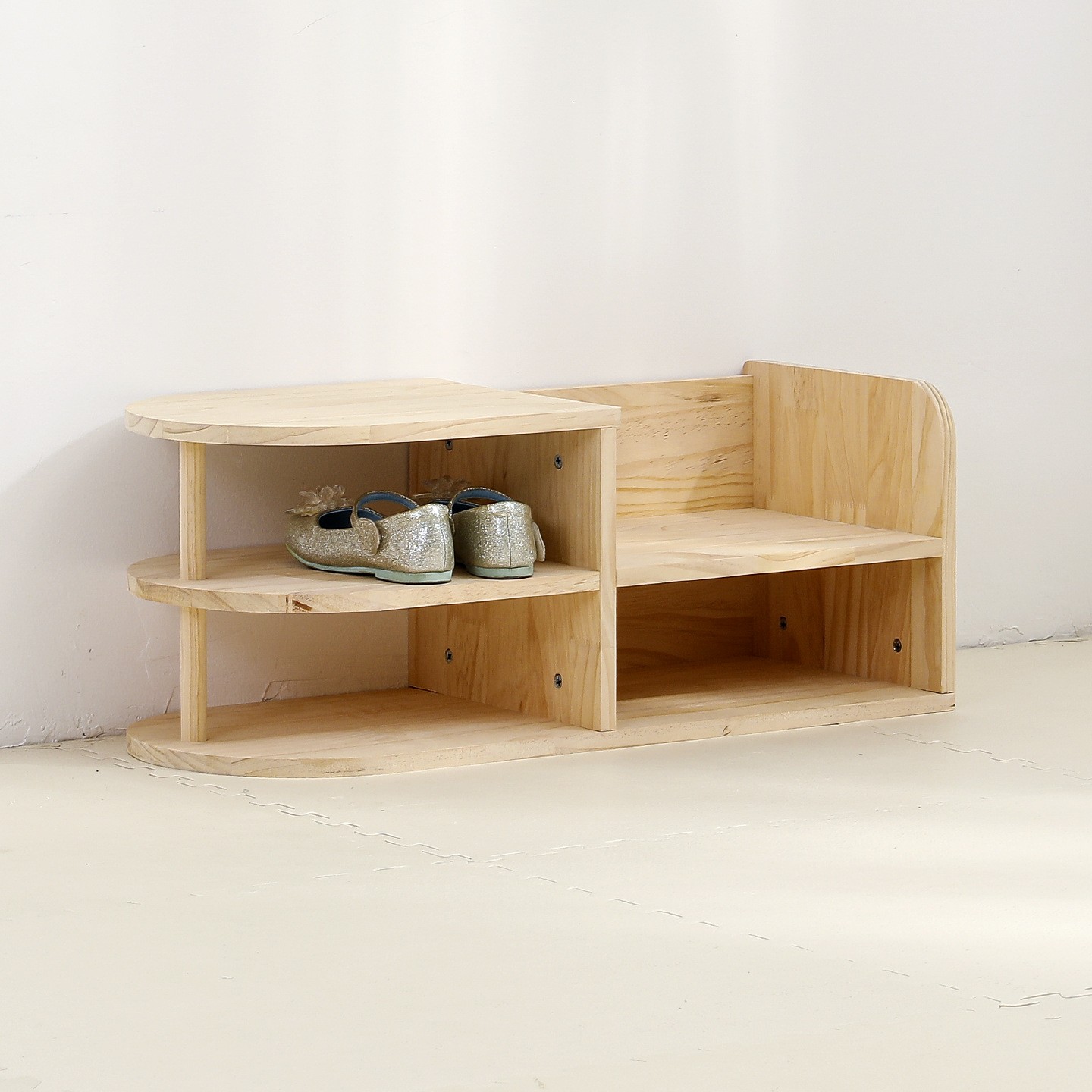 Wholesale Children's Wooden Shoe Bench Organizer Minimalist Kids Entryway Storage Bench for Daycare