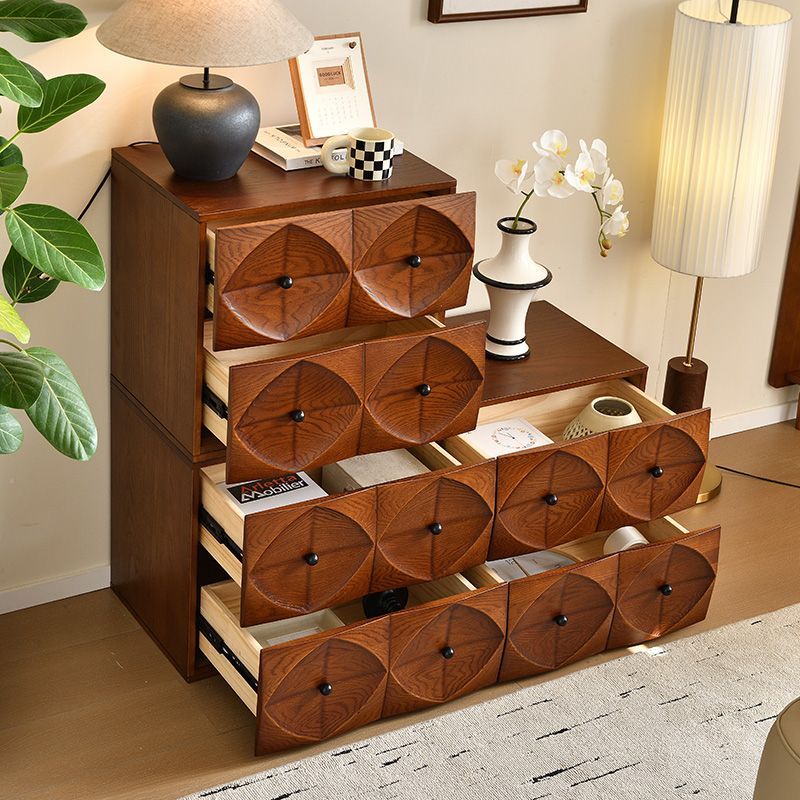 Vintage Retro Wooden Side Cabinet with Diamond - Shaped Drawers Stylish Home Storage Furniture for Living Room
