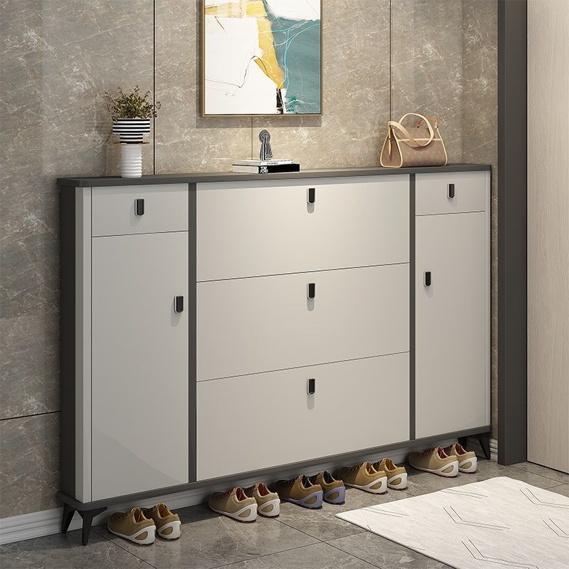 Wholesale Modern Luxury Grey Shoe Cabinet 4-Tier Shelf with Drawer Artificial Board Home Office Shoe Rack