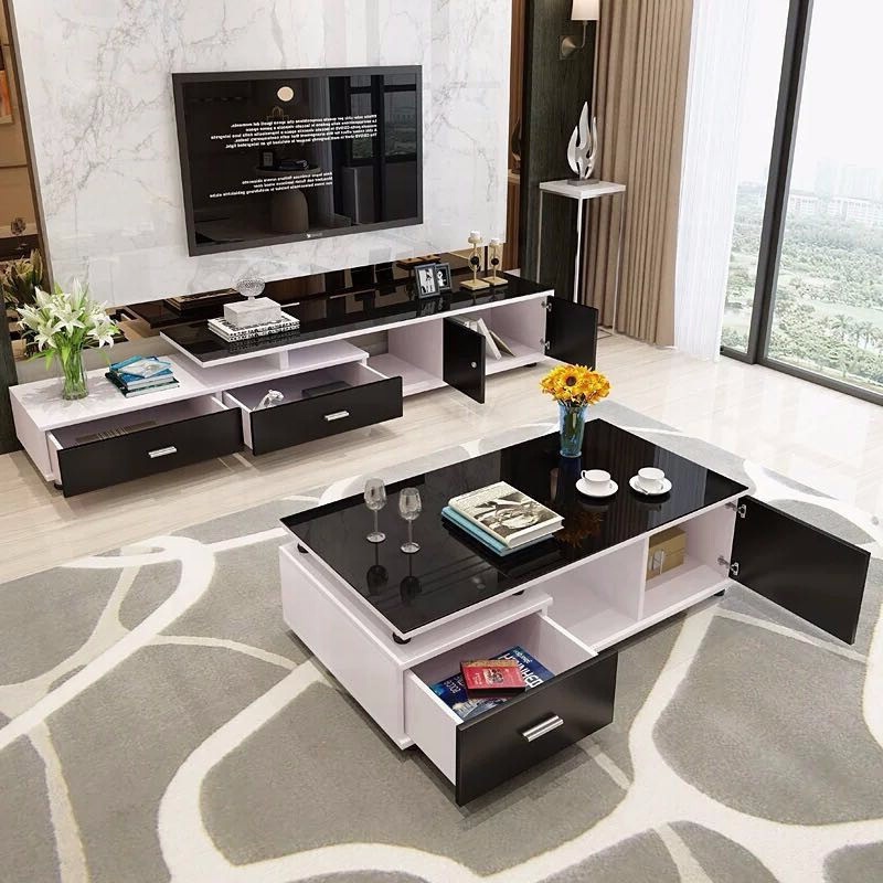 Glass Simple Style Living Room Furniture Good Quality Modern Light Luxury MDF Tv Stand Cabinet Design with Storage