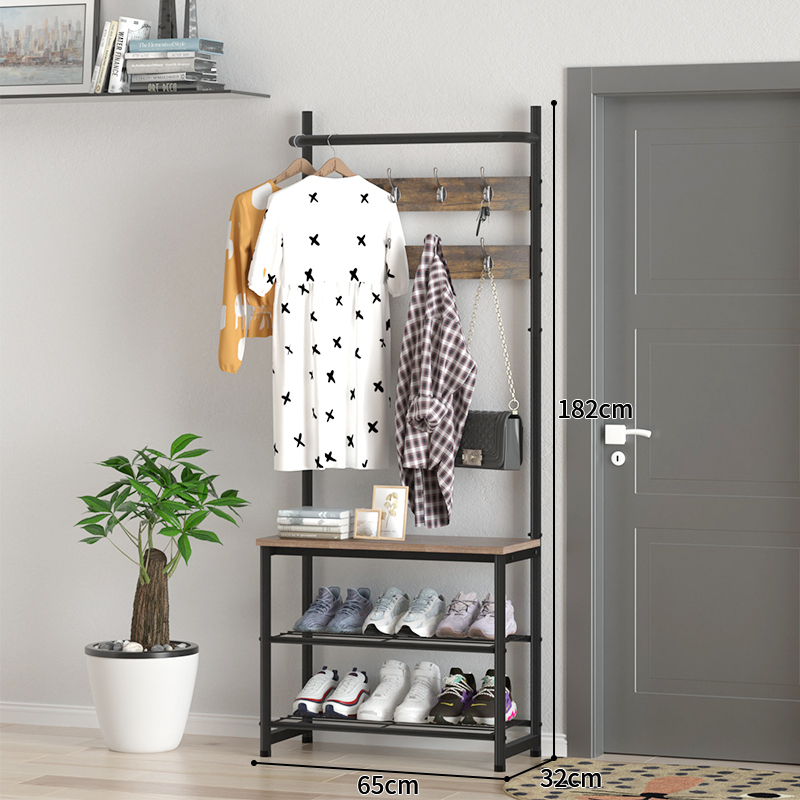 Assembled Metal Folding Coat Shoe Rack Multi Layer Coat Shoe Storage Rack Heavy Duty Multi Function Coat Rack