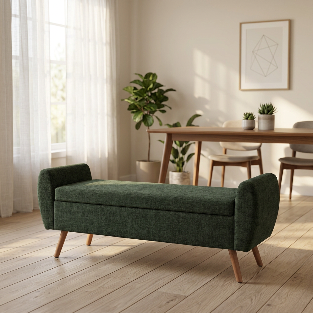 Multi-Functional Durable Long Storage Bench Modern Design Soft Fabric Ottoman Stool Laynsino Bedroom Living Room Furniture