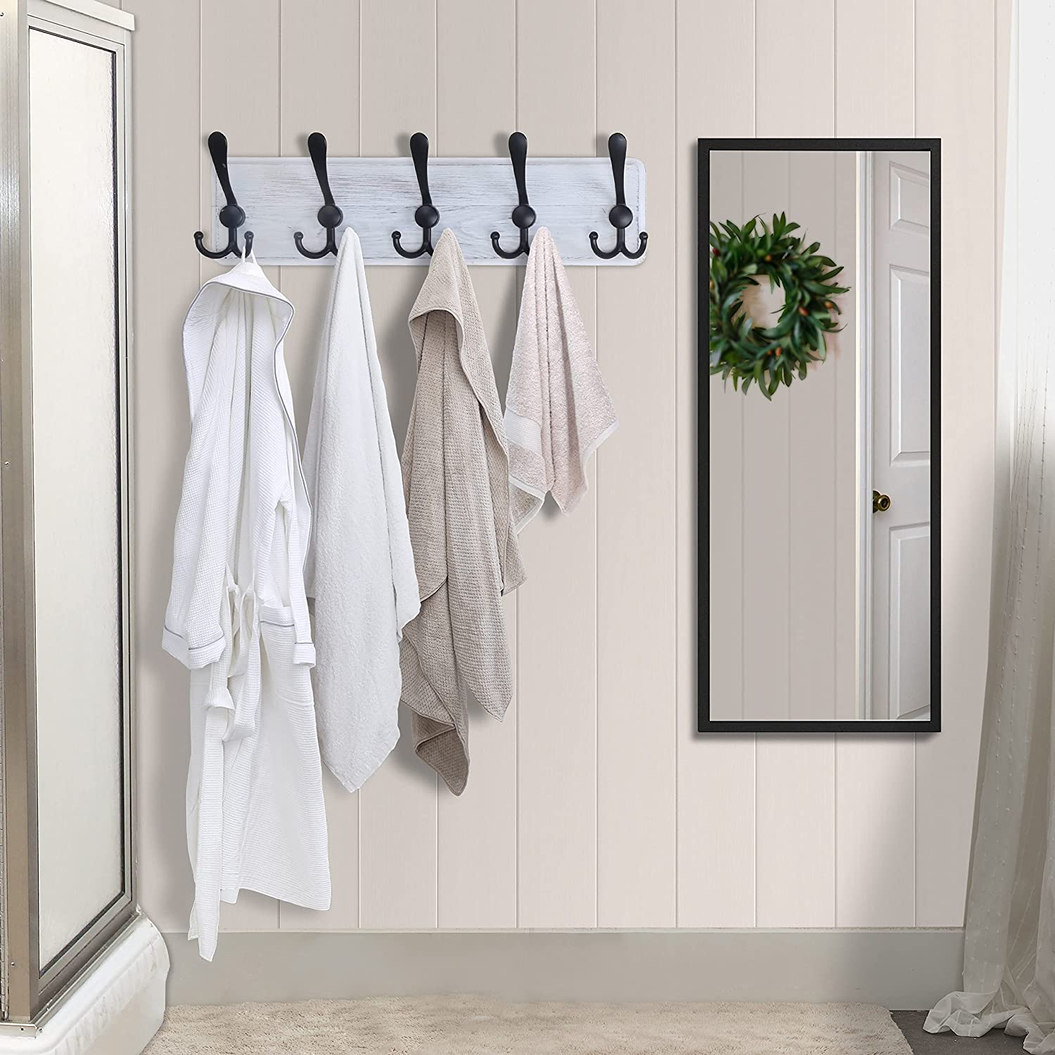 Sustainable Heavy Duty Wooden Classic Multifunctional Wall Mounted Coat Rack with Hooks for Home Storage Living Room Decoration