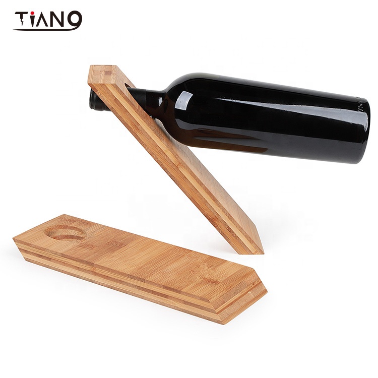 China Manufactured Simple Style Single-Layer Bamboo Wine Bottle Rack