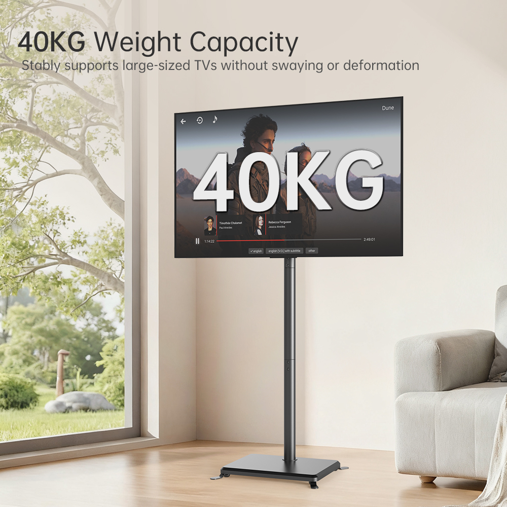 Khcoohoo Alloy Steel Floor TV Stand Swivel Mount 32-45" TVs Adjustable Height 40kg Load Capacity VESA 100-400mm Home Office Use