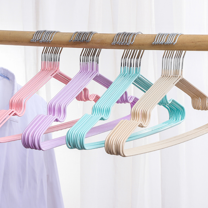 Wholesale Metal Coat Clothes Hanger With Non Slip Shoulder Wire Hangers With Pvc Coated Dress Hanger