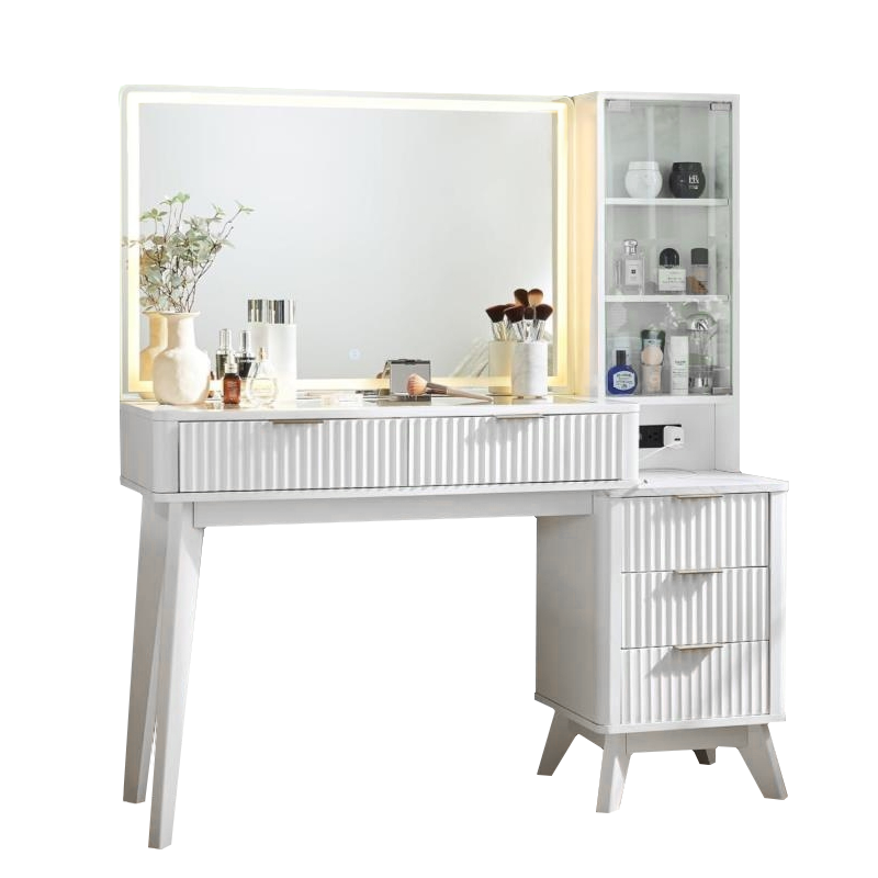 Wholesale Price Modern Design Wood Furniture Vanity Dressing Table Vintage Classic With Lights Mirror Storage Space