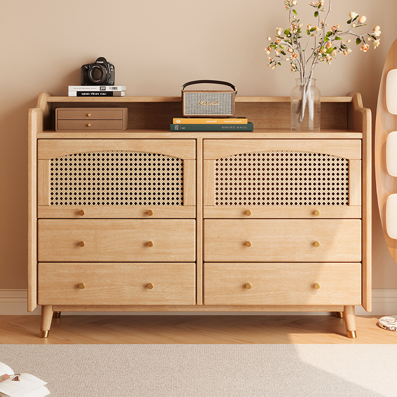 Solid Wood Sideboard Storage Cabinet With Drawers And Shelves For Living Room Bedroom Kitchen Use