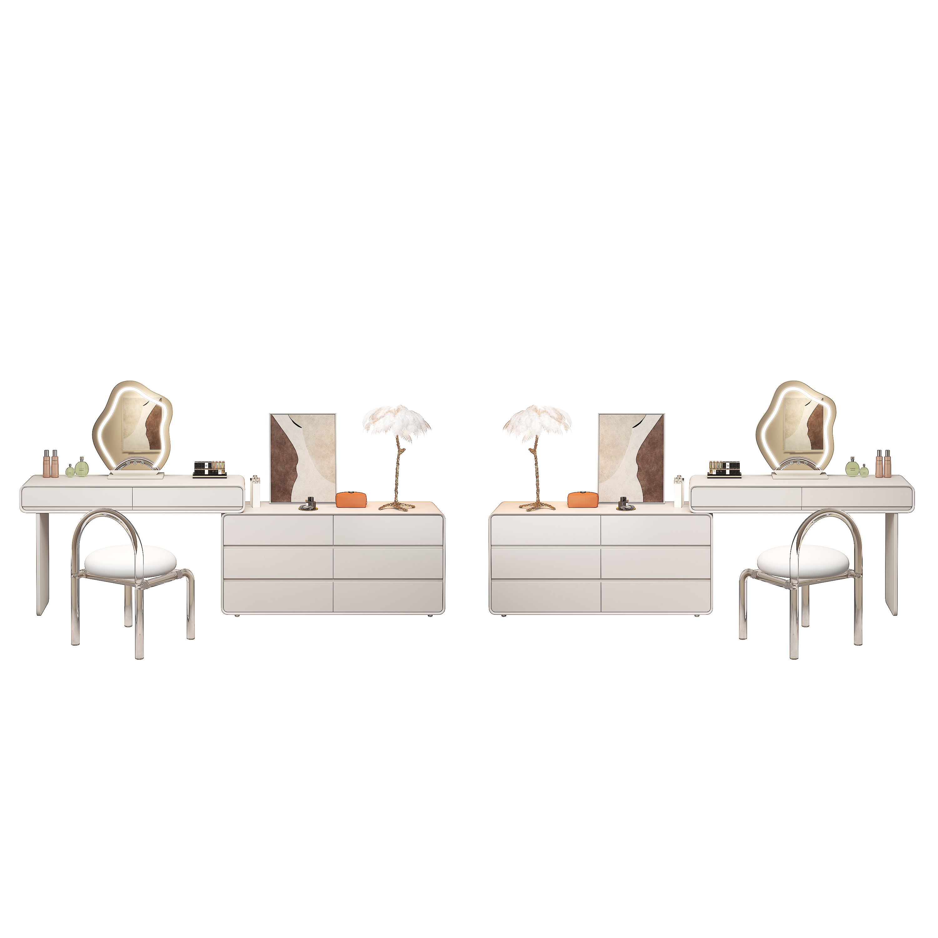 Fashion Modern White Bedroom Wooden Vanity Desk Home Furniture Luxury Wood Led Mirror Makeup Dressing Table With Lights