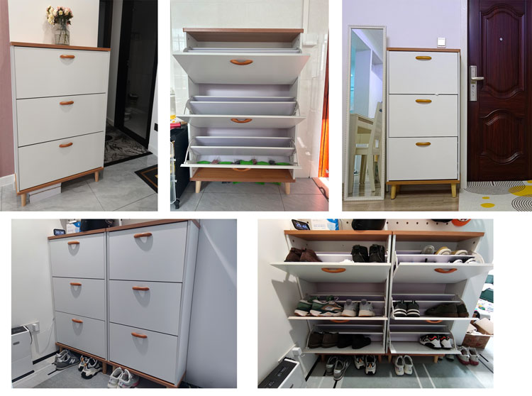 4 Tiers Entryway Entrance Home Furniture Wooden Slim Shoe Rack Storage Cabinet Organizer Shoe Cabinet for Home
