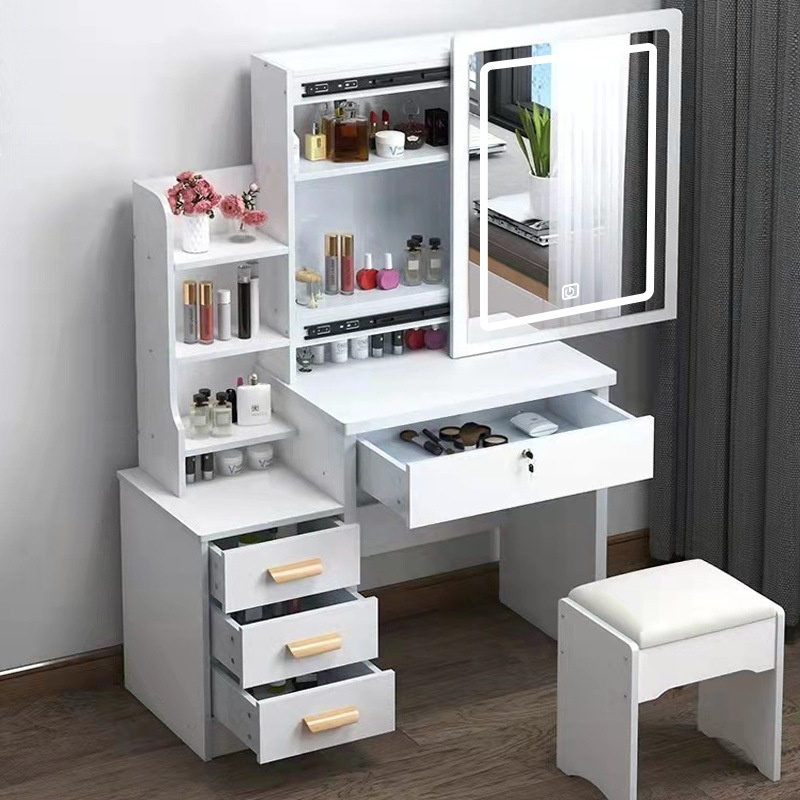 Modern Simple Bedroom Dressing Table With Lock Multifunctional Storage Cabinet For Small Apartment