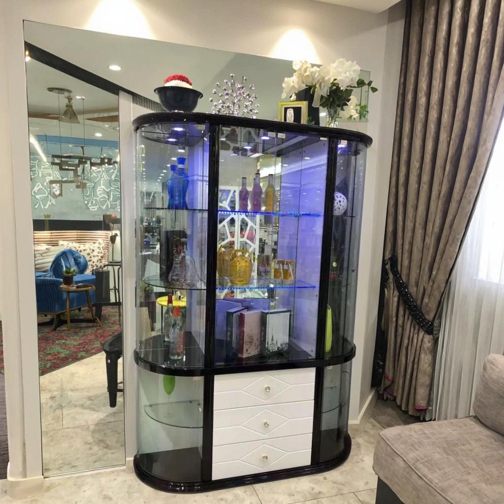 European Style Decorative Corner Wine Rack Cabinet For Living Room Side Sofa Corner Triangle Design