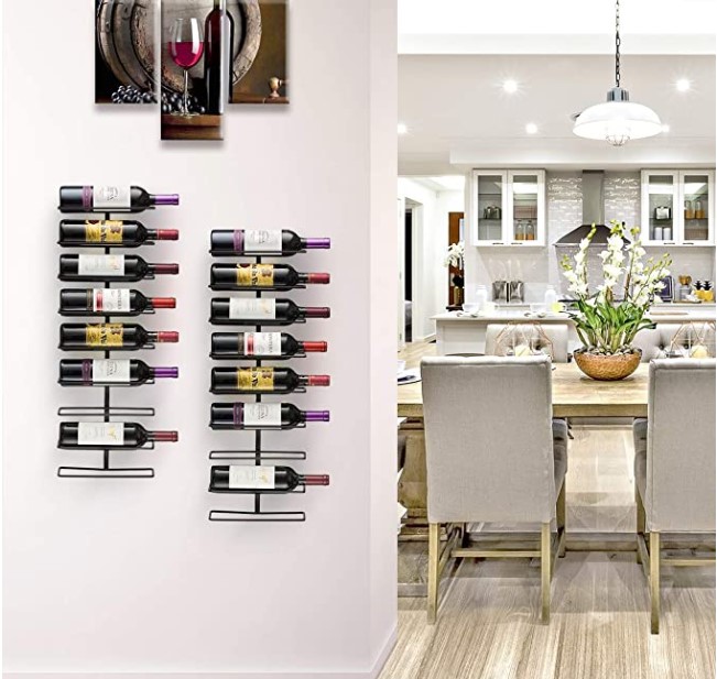 Modern 9 Bottle Wall Mounted Wine Rack Metal Hanging Towel Rack for Home Office Bedroom Living Room and Bathroom Use