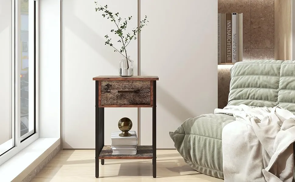 Nightstand, Bedside Table with Drawer, End Table for Living Room