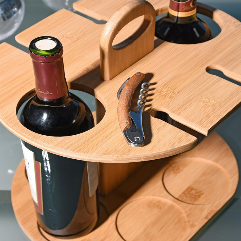 Small Countertop Wine Rack With Glass Holder Bottle Shelf Wine Holder Bamboo Kitchen Wine Storage Rack