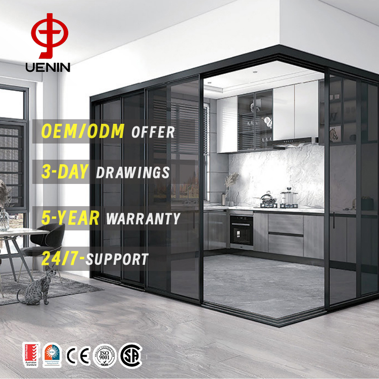 Best Selling Sliding Closet Doors Soft Close Waterproof Soundproof Energy Efficient Double Glazed Tempered Glass Living Room