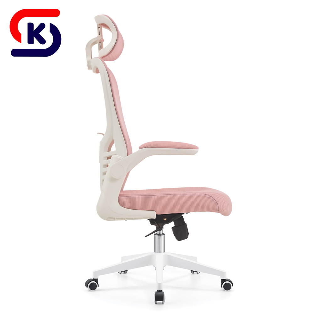 Modern Pink Ergonomic Office Chair with Adjustable Headrest, Breathable Mesh Office Desk Chair for Girls Teens Home Workspace