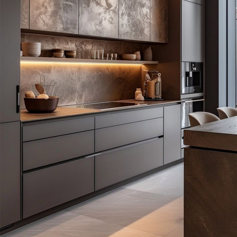 Customized Modular Kitchen Set Modern Designs Marble Countertop Lacquer MDF PVC European Style Kitchen Cabinets