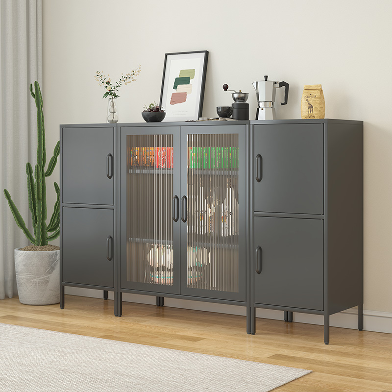 Modern Multi-Level Freestanding Sideboard Cabinet for Living Room Kitchen Utensil Storage Home Furniture Steel Corner Metal