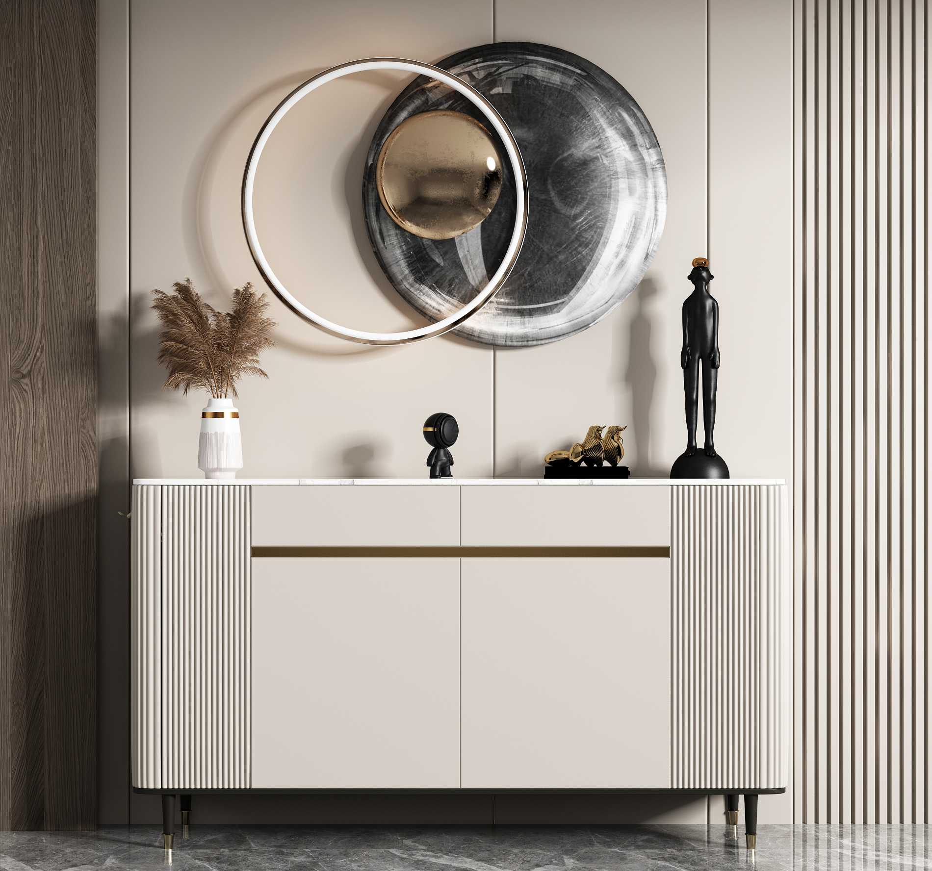 Modern Luxury Customized Stainless Steel Metal Sideboard Cabinet With Storage